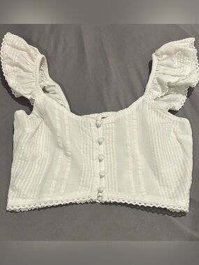 Aerie Flutter Sleeve White Tank Top